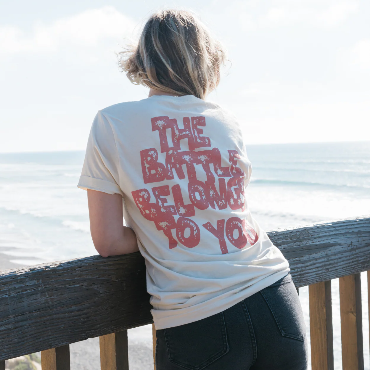 Battle Belongs Stamp Tee - Natural - Image 3