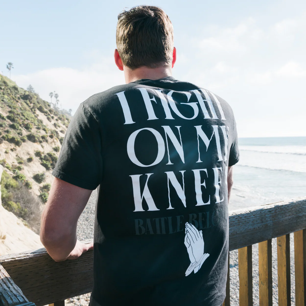 I FIGHT ON MY KNEES - Tee (Black) - Image 3